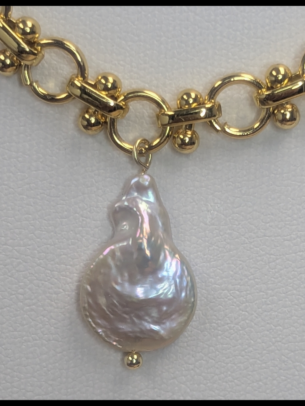 Baroque Pearl Necklace 18K Gold Plated Chain High Luster 16” + 2" Extender - Picture 5 of 9